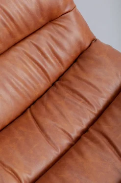 Fotele*KARE Design Fotel Obrotowy Tapicerowany Brązowa Ekoskóra Nogi Czarne Stalowe 75x87 Cm