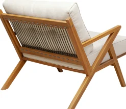 Fotele*KARE Design Fotel Ogrodowy Siedzisko Kremowe 80x74 Cm Nogi Drewno Akacjowe