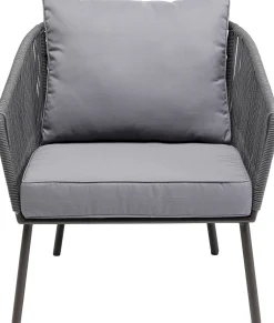 Fotele*KARE Design Fotel Ogrodowy W Kolorze Szarym 84x81 Cm Nogi Stalowe