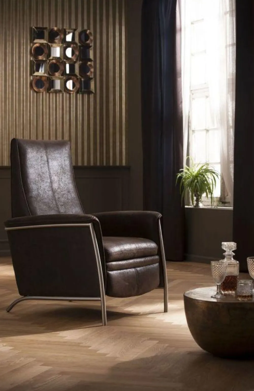 Fotele*KARE Design Fotel Rozkładany Lazy 72x104 Cm Brązowy