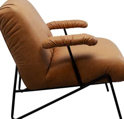 Fotele*KARE Design Fotel Skórzany Do Salonu Brązowy Nogi Czarne 81x70 Cm
