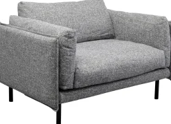 Fotele*KARE Design Fotel Szeroki W Kolorze Szarym Nogi Stalowe Czarne 126x88 Cm