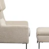 Fotele*KARE Design Fotel Tapicerowany Beżowy Z Podnożkiem Nogi Czarne Stalowe 80x115 Cm