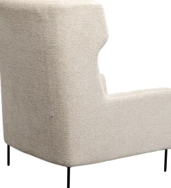 Fotele*KARE Design Fotel Tapicerowany Beżowy Z Podnożkiem Nogi Czarne Stalowe 80x115 Cm