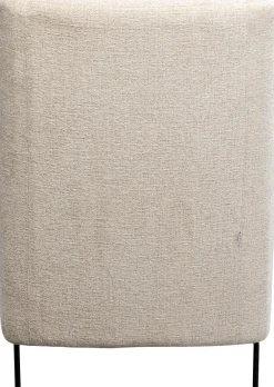 Fotele*KARE Design Fotel Tapicerowany Beżowy Z Podnożkiem Nogi Czarne Stalowe 80x115 Cm