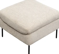 Fotele*KARE Design Fotel Tapicerowany Beżowy Z Podnożkiem Nogi Czarne Stalowe 80x115 Cm