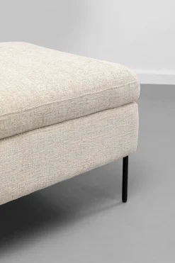 Fotele*KARE Design Fotel Tapicerowany Beżowy Z Podnożkiem Nogi Czarne Stalowe 80x115 Cm