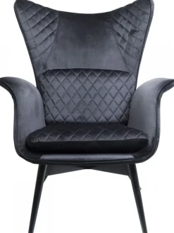 Fotele*KARE Design Fotel Tudor Velvet 78x100 Cm Czarny