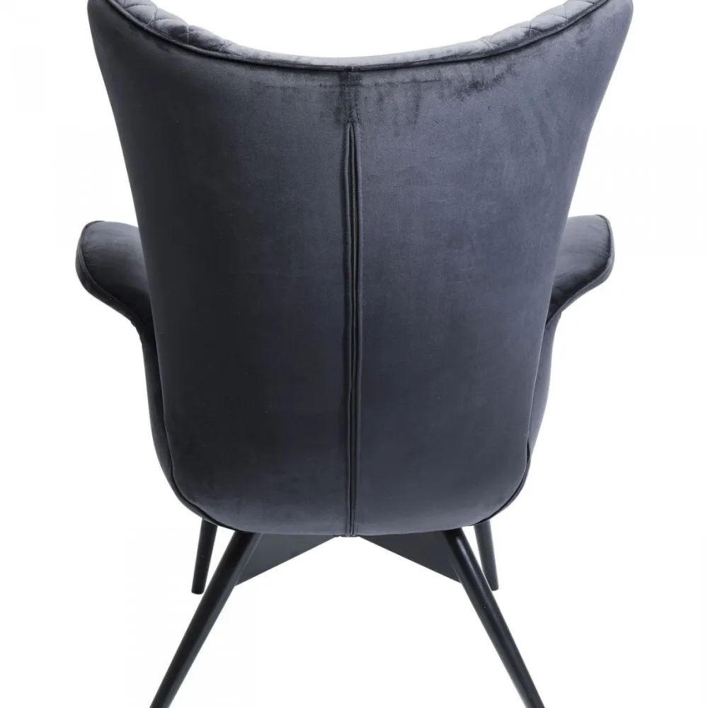 Fotele*KARE Design Fotel Tudor Velvet 78x100 Cm Czarny
