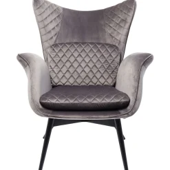 Fotele*KARE Design Fotel Tudor Velvet 78x100 Cm Srebrnoszary