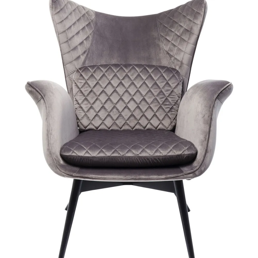Fotele*KARE Design Fotel Tudor Velvet 78x100 Cm Srebrnoszary