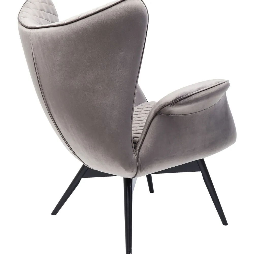 Fotele*KARE Design Fotel Tudor Velvet 78x100 Cm Srebrnoszary