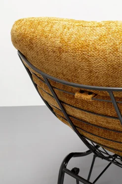 Fotele*KARE Design Fotel żółty Z Podnóżkiem Funkcja Bujania Nogi Czarne
