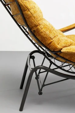 Fotele*KARE Design Fotel żółty Z Podnóżkiem Funkcja Bujania Nogi Czarne