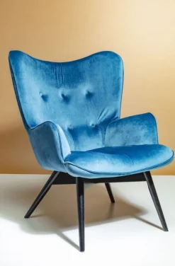 Fotele*KARE Design Fotel Vicky 73x94 Cm Niebieski
