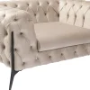 Fotele*KARE Design Fotel Welurowy Pikowany Beżowy Glamour Nogi Czarne 120x70 Cm
