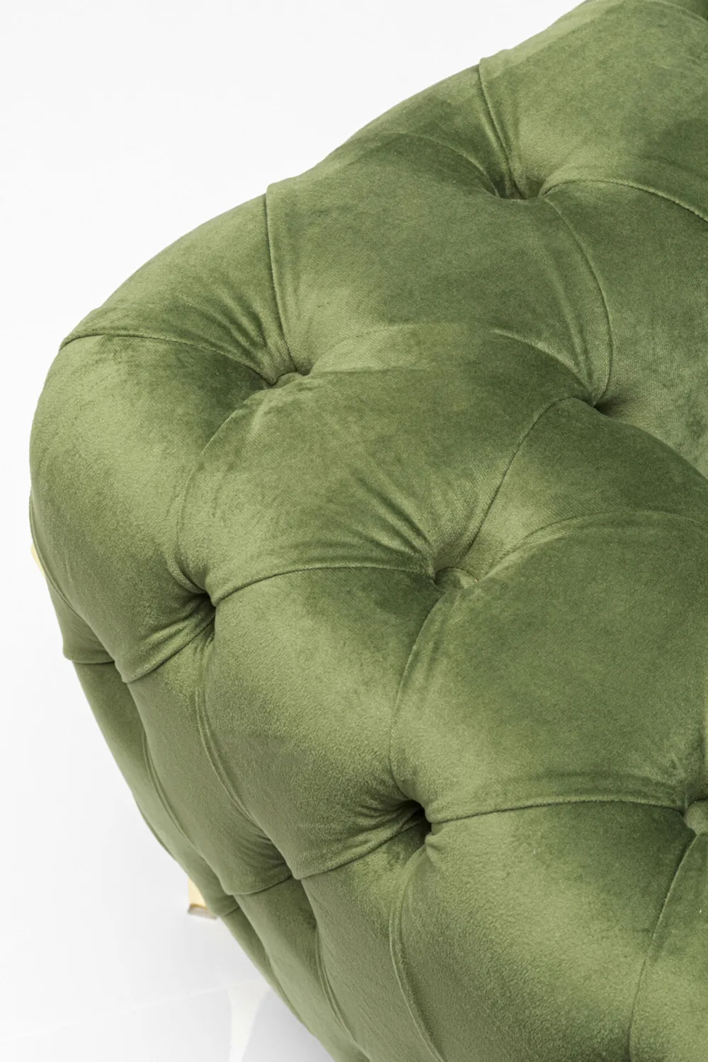 Fotele*KARE Design Fotel Welurowy Pikowany Zielony Glamour Nogi Złote 120x70 Cm