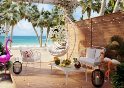 Fotele*KARE Design Fotel Wiszący Ibiza 104x203 Cm Biały