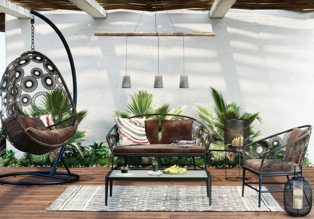Fotele*KARE Design Fotel Wiszący Ibiza 104x203 Cm Brązowy