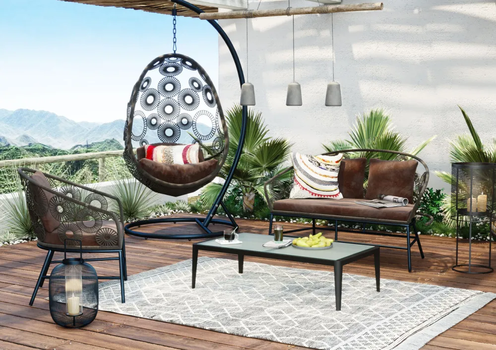 Fotele*KARE Design Fotel Wiszący Ibiza 104x203 Cm Brązowy