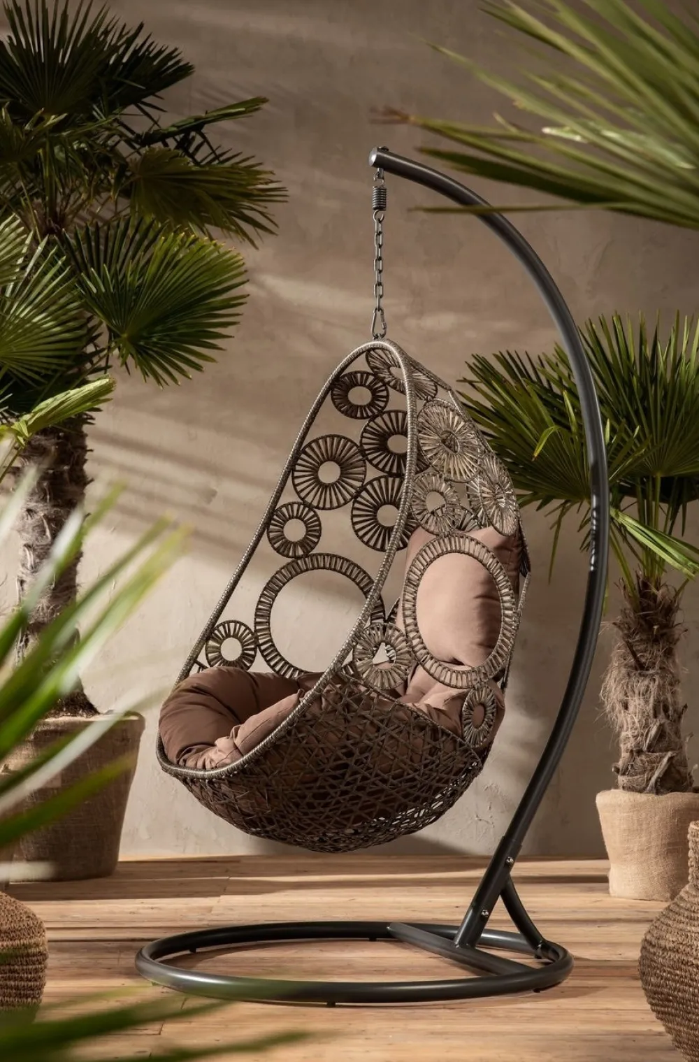 Fotele*KARE Design Fotel Wiszący Ibiza 104x203 Cm Brązowy