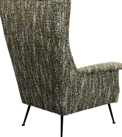 Fotele*KARE Design Fotel Wysoki Tkanina Melanżowa Zielona Nogi Czarne Ze Stali 115 Cm