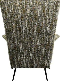 Fotele*KARE Design Fotel Wysoki Tkanina Melanżowa Zielona Nogi Czarne Ze Stali 115 Cm