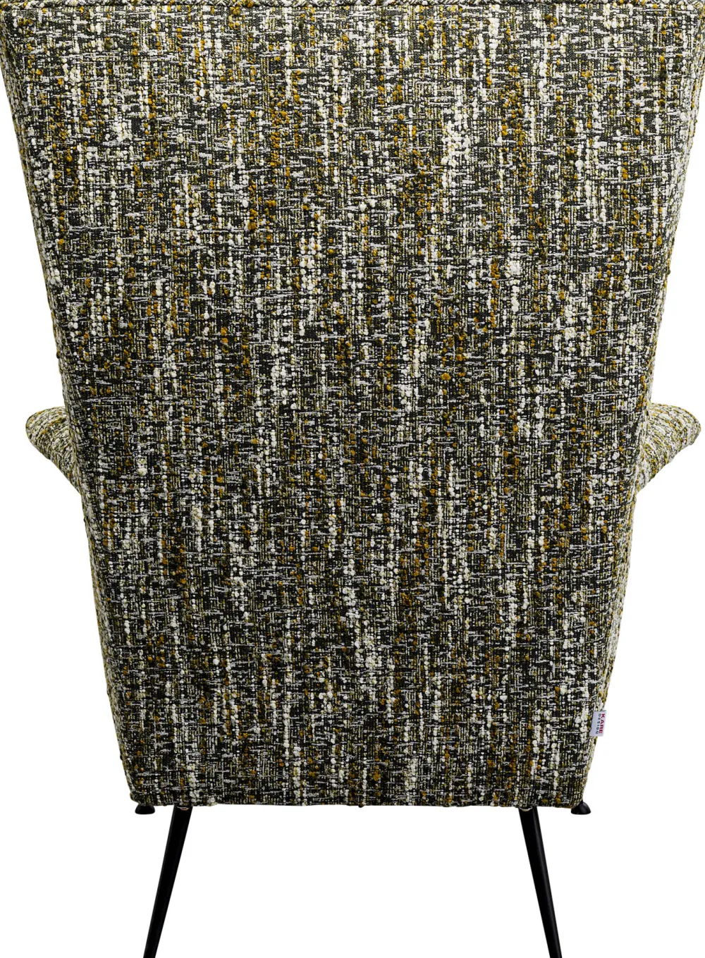 Fotele*KARE Design Fotel Wysoki Tkanina Melanżowa Zielona Nogi Czarne Ze Stali 115 Cm