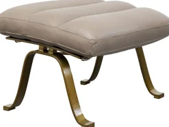 Fotele*KARE Design Fotel Z Podnóżkiem Skóra Semianilinowa Nogi Stalowe 73x90 Cm