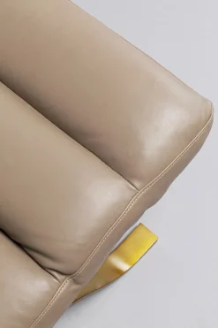 Fotele*KARE Design Fotel Z Podnóżkiem Skóra Semianilinowa Nogi Stalowe 73x90 Cm