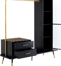 Szafy*KARE Design Garderoba Z Szufladami Czarno-złota 170x180 Cm