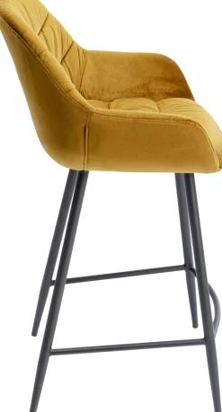 Hokery*KARE Design Hoker Aksamitny żółty Z Oparciem I Podłokietnikami 69 Cm