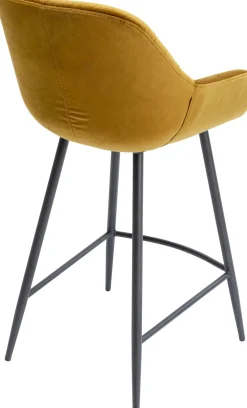 Hokery*KARE Design Hoker Aksamitny żółty Z Oparciem I Podłokietnikami 69 Cm