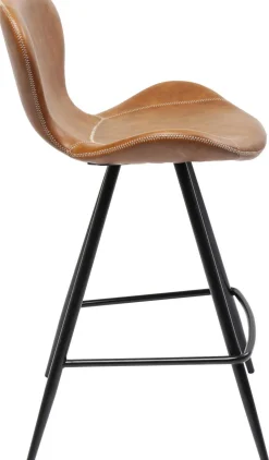Hokery*KARE Design Hoker Ekoskóra Brązowy Nogi Metalowe Czarne 91cm