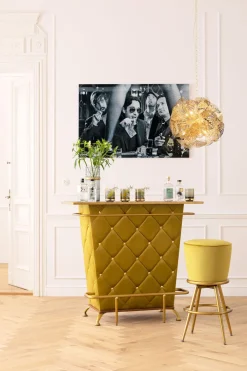 Hokery*KARE Design Hoker Lady Rock Ø48x74 Cm żółty