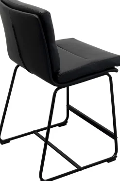 Hokery*KARE Design Hoker Niski W Kolorze Czarnym Ekoskóra I Stal 60 Cm