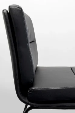 Hokery*KARE Design Hoker Niski W Kolorze Czarnym Ekoskóra I Stal 60 Cm