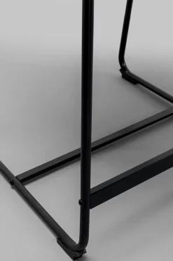 Hokery*KARE Design Hoker Niski W Kolorze Czarnym Ekoskóra I Stal 60 Cm