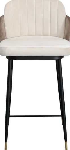 Hokery*KARE Design Hoker Welurowy Beżowy Nogi Czarno-złote 50x99 Cm
