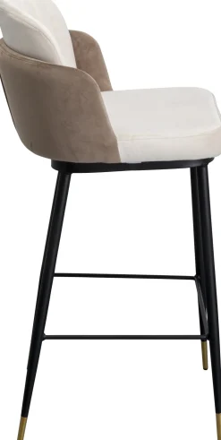 Hokery*KARE Design Hoker Welurowy Beżowy Nogi Czarno-złote 50x99 Cm