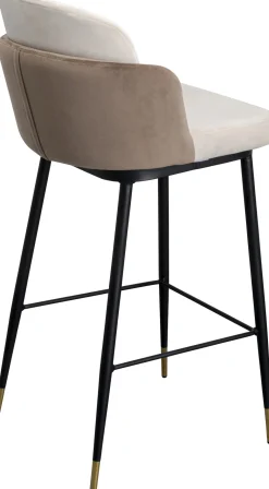 Hokery*KARE Design Hoker Welurowy Beżowy Nogi Czarno-złote 50x99 Cm