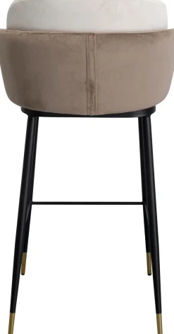 Hokery*KARE Design Hoker Welurowy Beżowy Nogi Czarno-złote 50x99 Cm