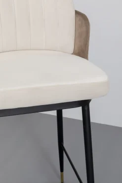 Hokery*KARE Design Hoker Welurowy Beżowy Nogi Czarno-złote 50x99 Cm