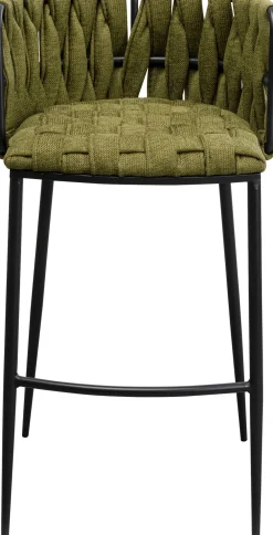 Hokery*KARE Design Hoker W Kolorze Ciemnozielonym Rama Czarna Stalowa 77 Cm