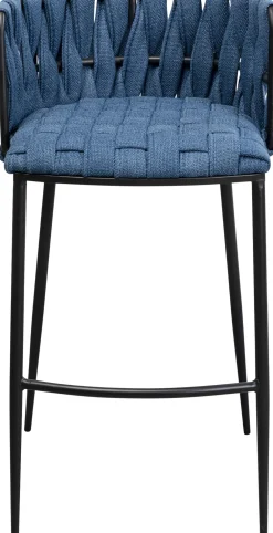 Hokery*KARE Design Hoker W Kolorze Niebieskim Rama Czarna Stalowa 77 Cm
