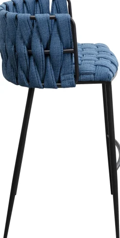 Hokery*KARE Design Hoker W Kolorze Niebieskim Rama Czarna Stalowa 77 Cm