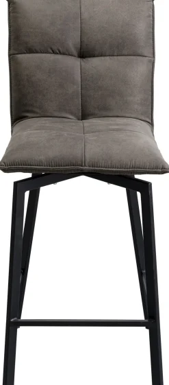 Hokery*KARE Design Hoker Z Obrotowym Siedziskiem Pikowany Brązowy Nogi Stal 69 Cm