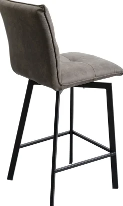 Hokery*KARE Design Hoker Z Obrotowym Siedziskiem Pikowany Brązowy Nogi Stal 69 Cm