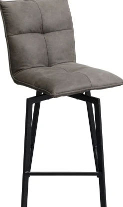Hokery*KARE Design Hoker Z Obrotowym Siedziskiem Pikowany Brązowy Nogi Stal 69 Cm