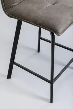 Hokery*KARE Design Hoker Z Obrotowym Siedziskiem Pikowany Brązowy Nogi Stal 69 Cm